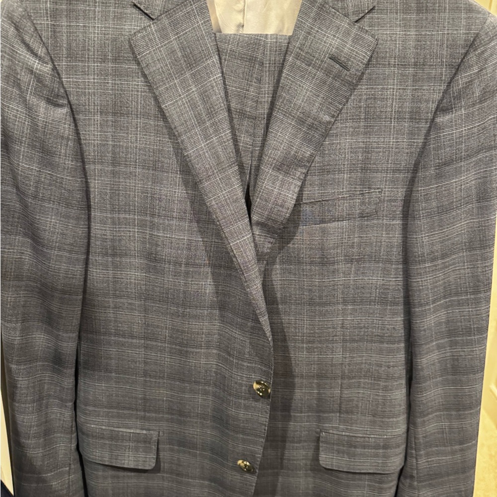 Hickey Freeman Blue Plaid Suit